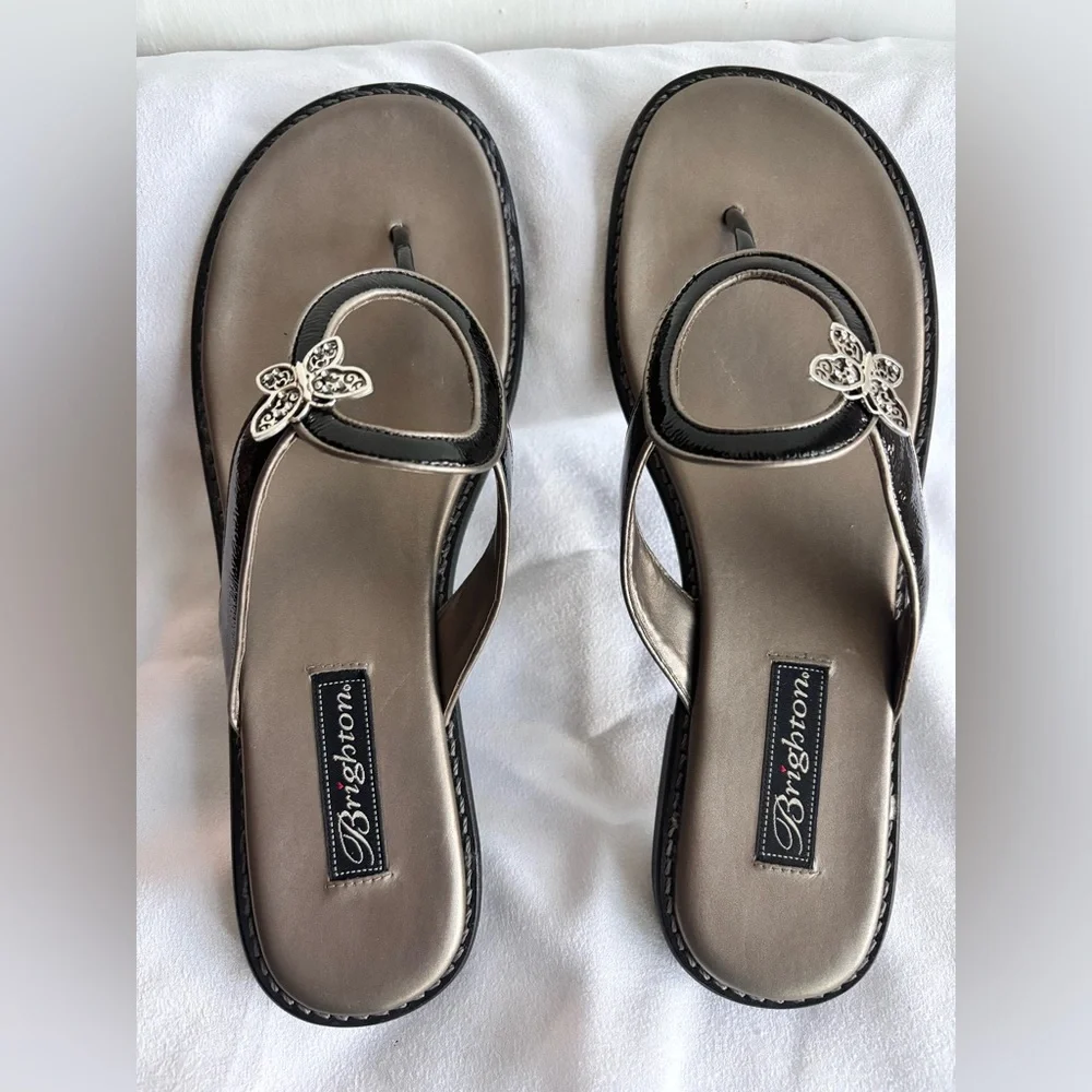 Brighton Osiris Black Sandals with Butterfly Ornament Size 10M - Picture 1 of 7